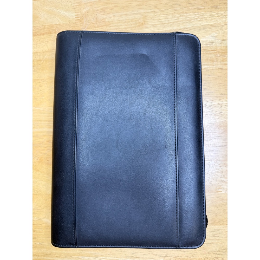 Franklin Covey Black Leather Zippered 7 Ring‎ Planner Binder Organizer Classic